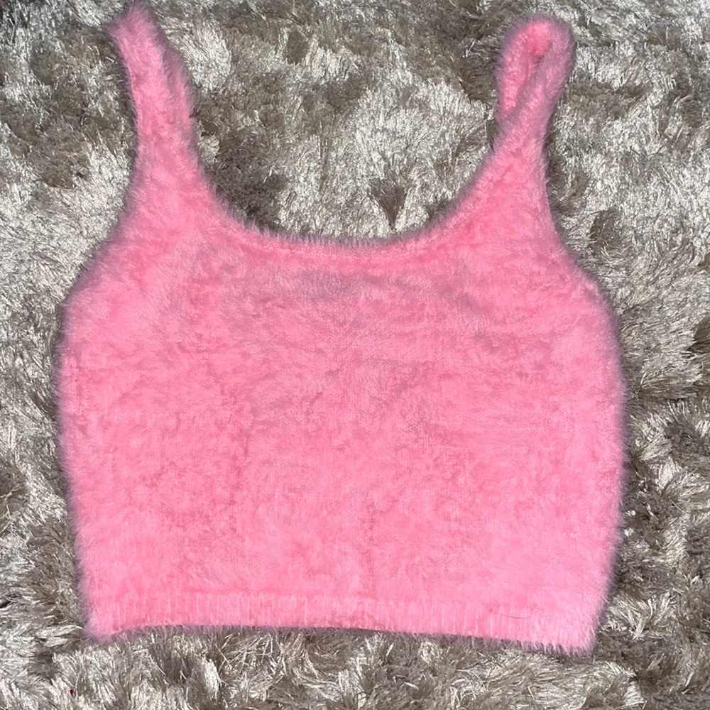 fuzzy pink tank top
